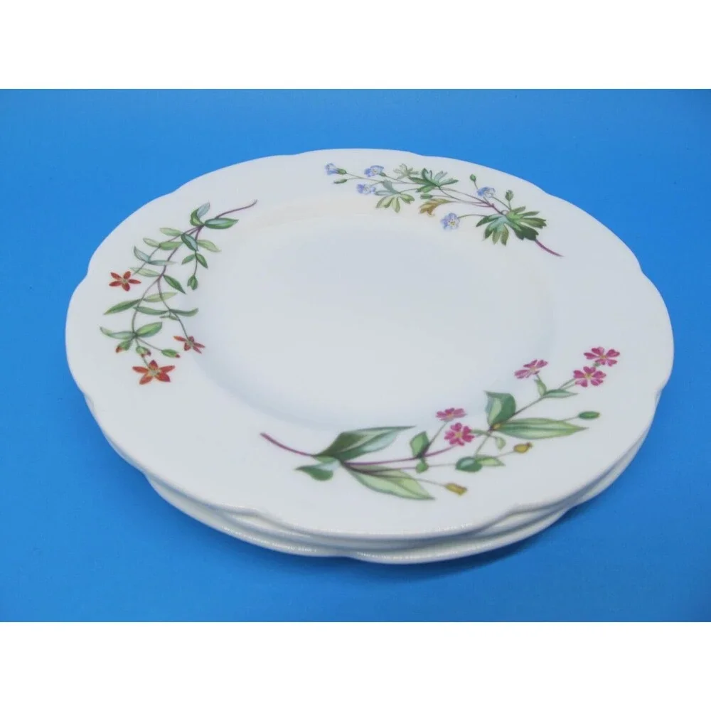 Minton Meadow Scalloped Set Of 3  Floral 6 3/8